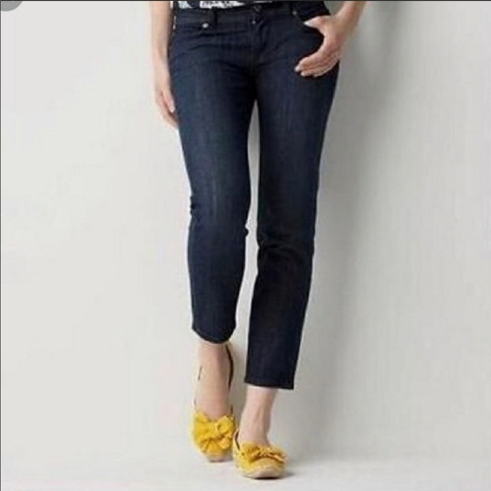 Loft Modern Crop Capri Dark Wash Jeans